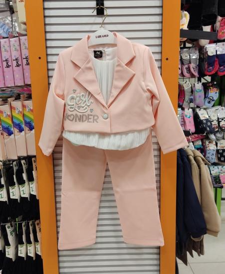 LADY GOLD Kids 6052 Kız Çocuk Ceketli Gömlekli 3lü Takım