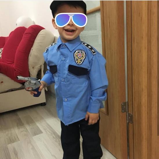 Çocuk Gömlekli Polis Kıyafeti 2-10 Yaş Arası