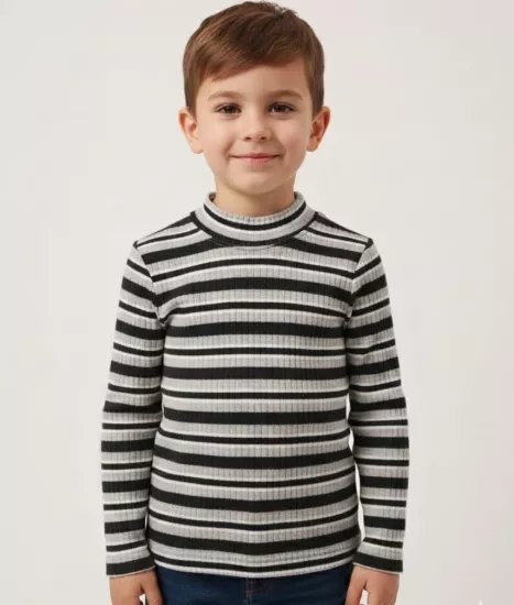 YNC 7778 Kız-Erkek Çizgili Fitilli Penye Badi