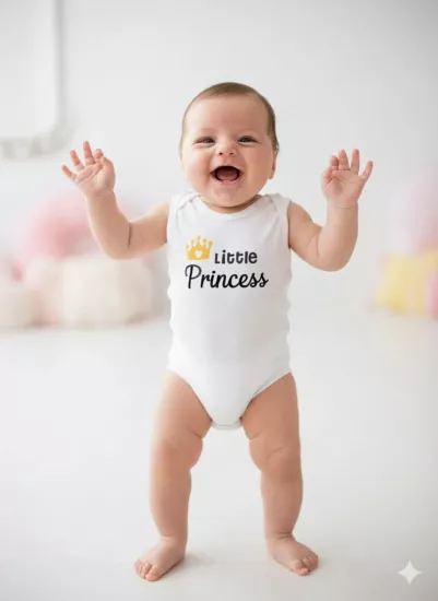 Fantastic Baby 2929 Princess Yazılı Askılı Zıbın Çıtçıtlı Badi