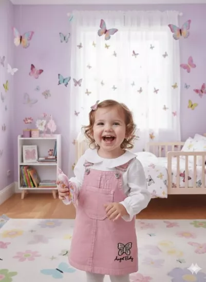 ORYEDA Kids 6066 Kız Kelebek Nakışlı Gömlekli Jile Elbise