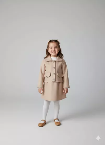 ECRIX Kids 25809 Kız Çocuk Jile Penye Ceket 3lü Takım