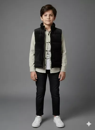 BABALİ Kids 7162 Penye Yelek Gömlek Pantolonlu 4lü Takım