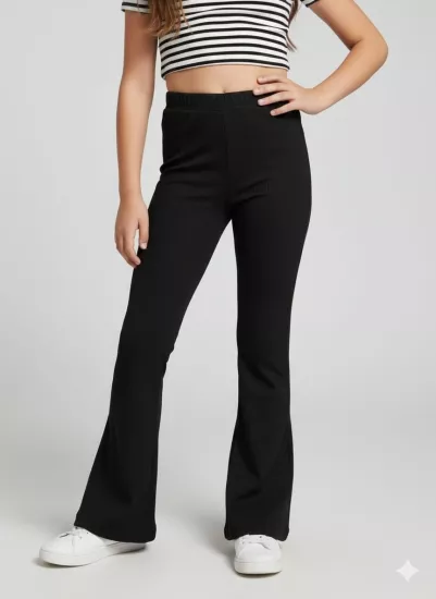 CİVELEK 0113 Çocuk İspanyol Paça Fitilli Tayt Kız Çocuk Pantolon Tayt