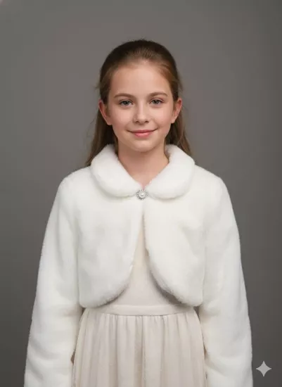 Esila Kids 4102-1 Kürklü Peluş Kız Çocuk Bolero