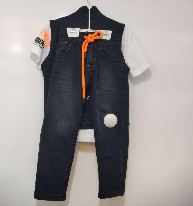 TOMBİŞ Kids 5463 Kot Yelekli 3lü Erkek Çocuk Takım