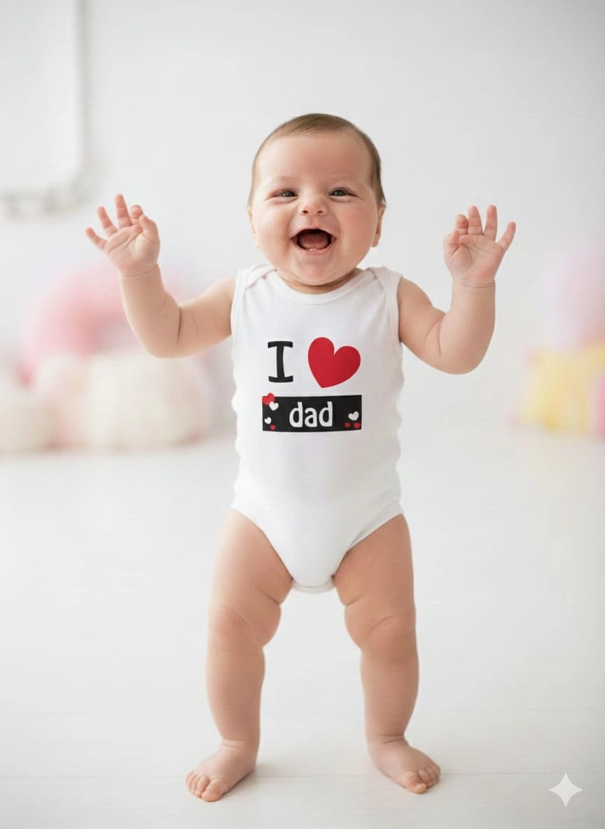 Fantastic Baby 2929 I Love Dad Yazılı Askılı Zıbın Çıtçıtlı Badi