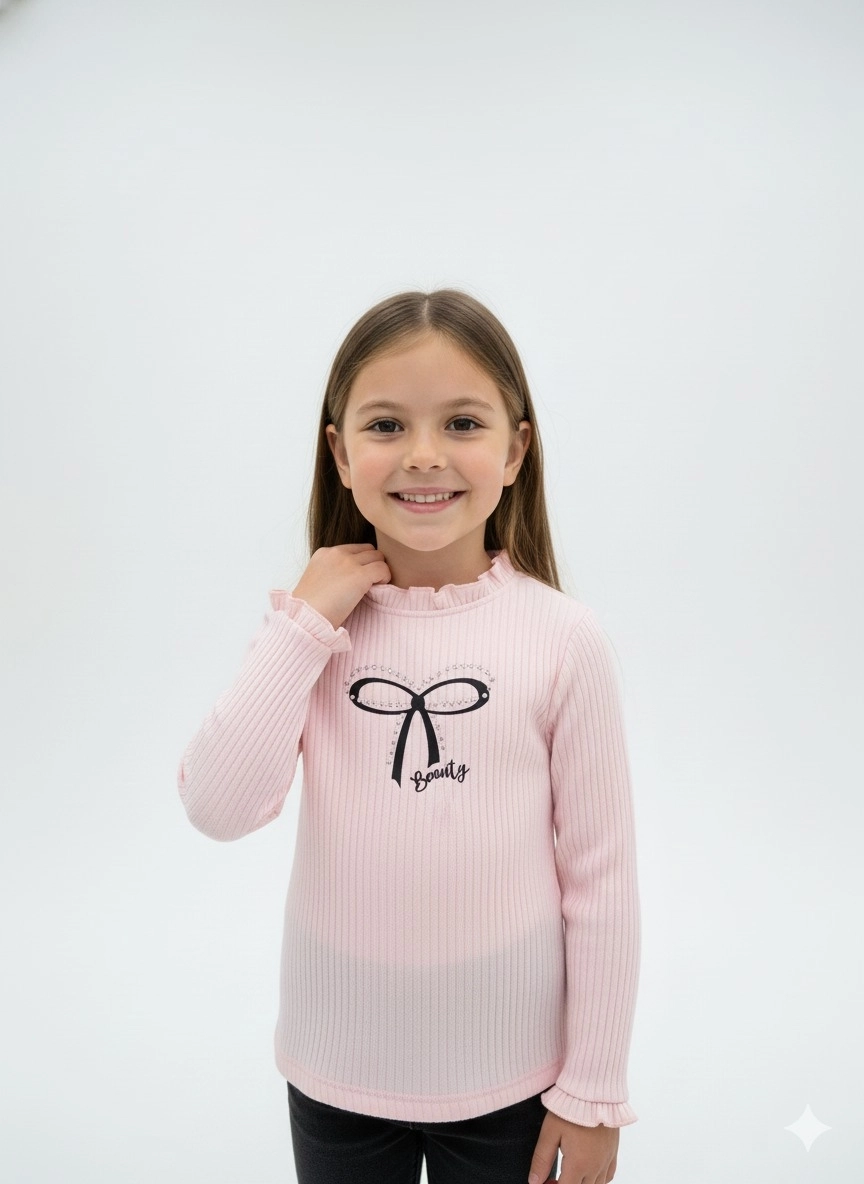 PULCINO Kids 25102 Kız Çocuk Fiyonk Baskılı Badi Penye