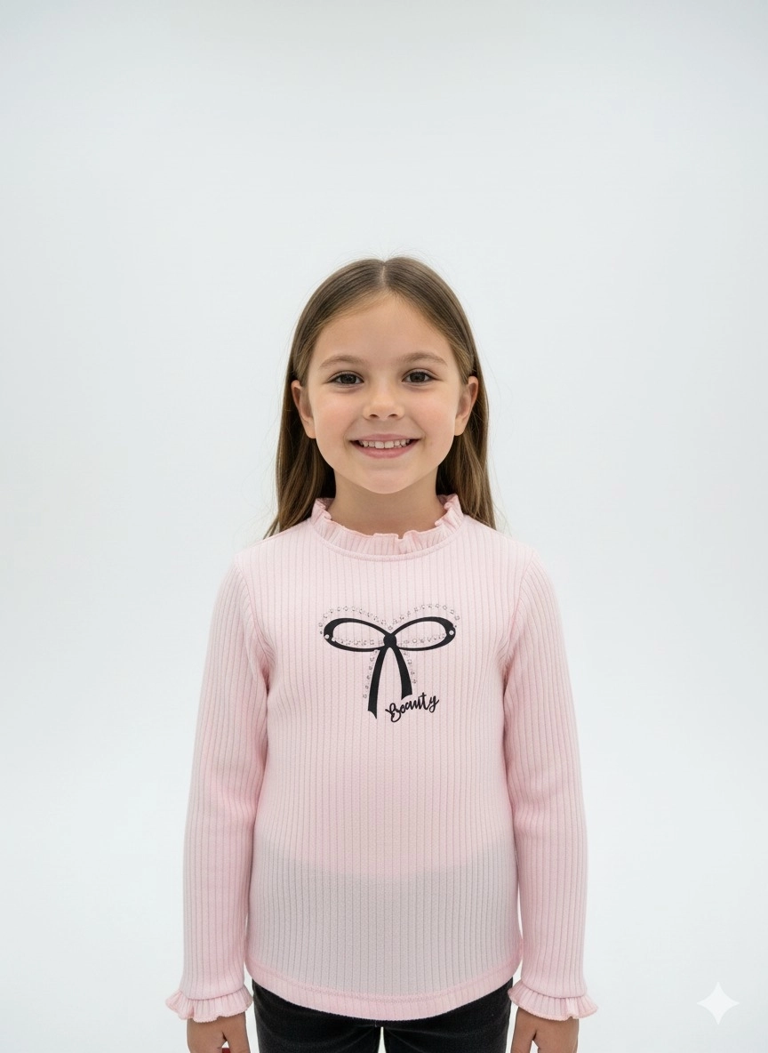 PULCINO Kids 25102 Kız Çocuk Fiyonk Baskılı Badi Penye