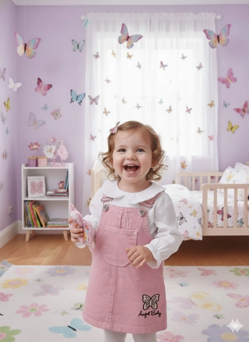 ORYEDA Kids 6066 Kız Kelebek Nakışlı Gömlekli Jile Elbise