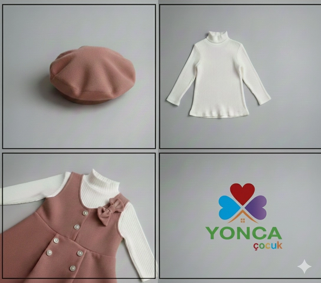 ECRIX Kids 25810 Kız Çocuk Şapkalı Süet Jile Elbise