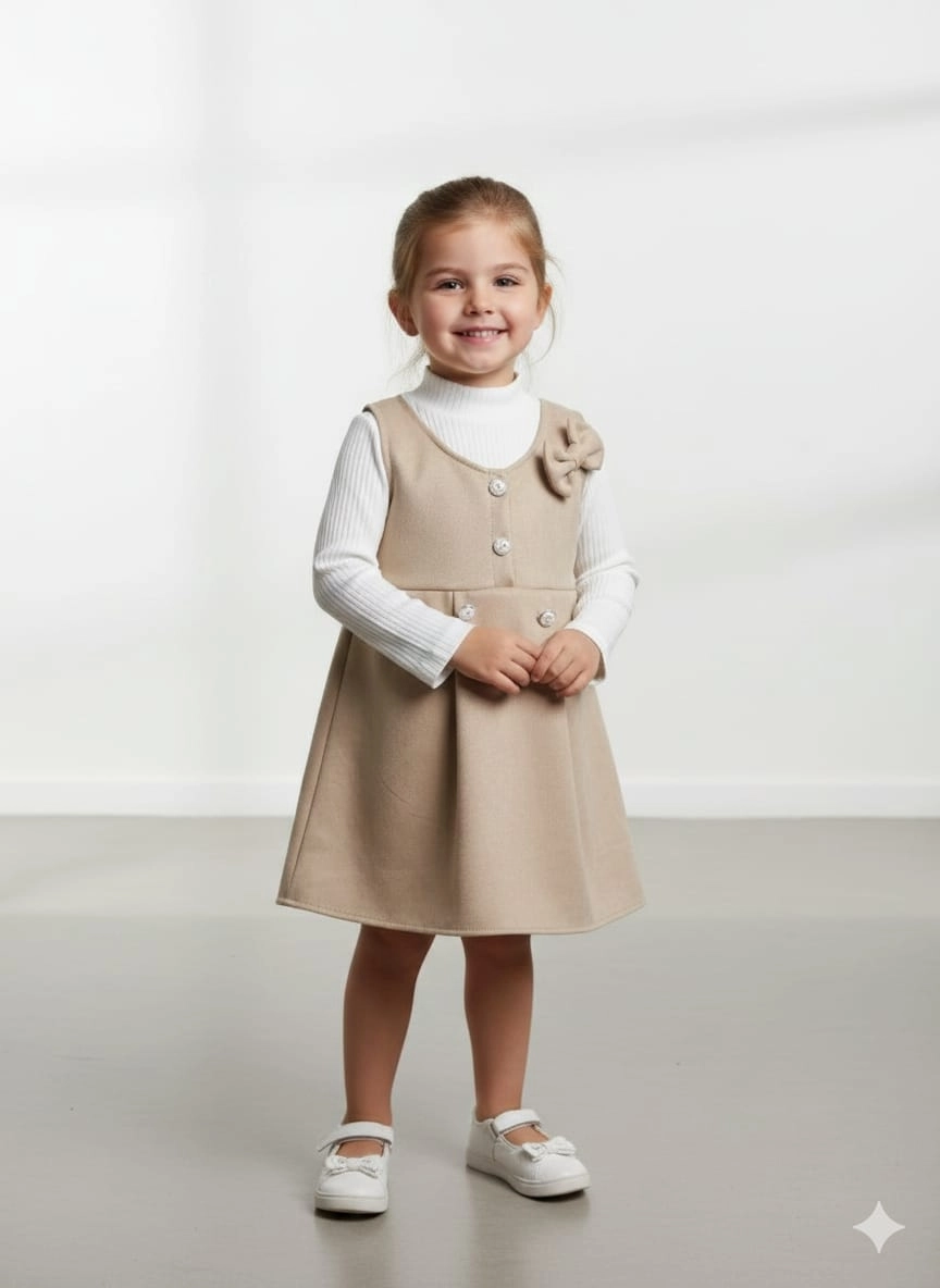 ECRIX Kids 25810 Kız Çocuk Şapkalı Süet Jile Elbise