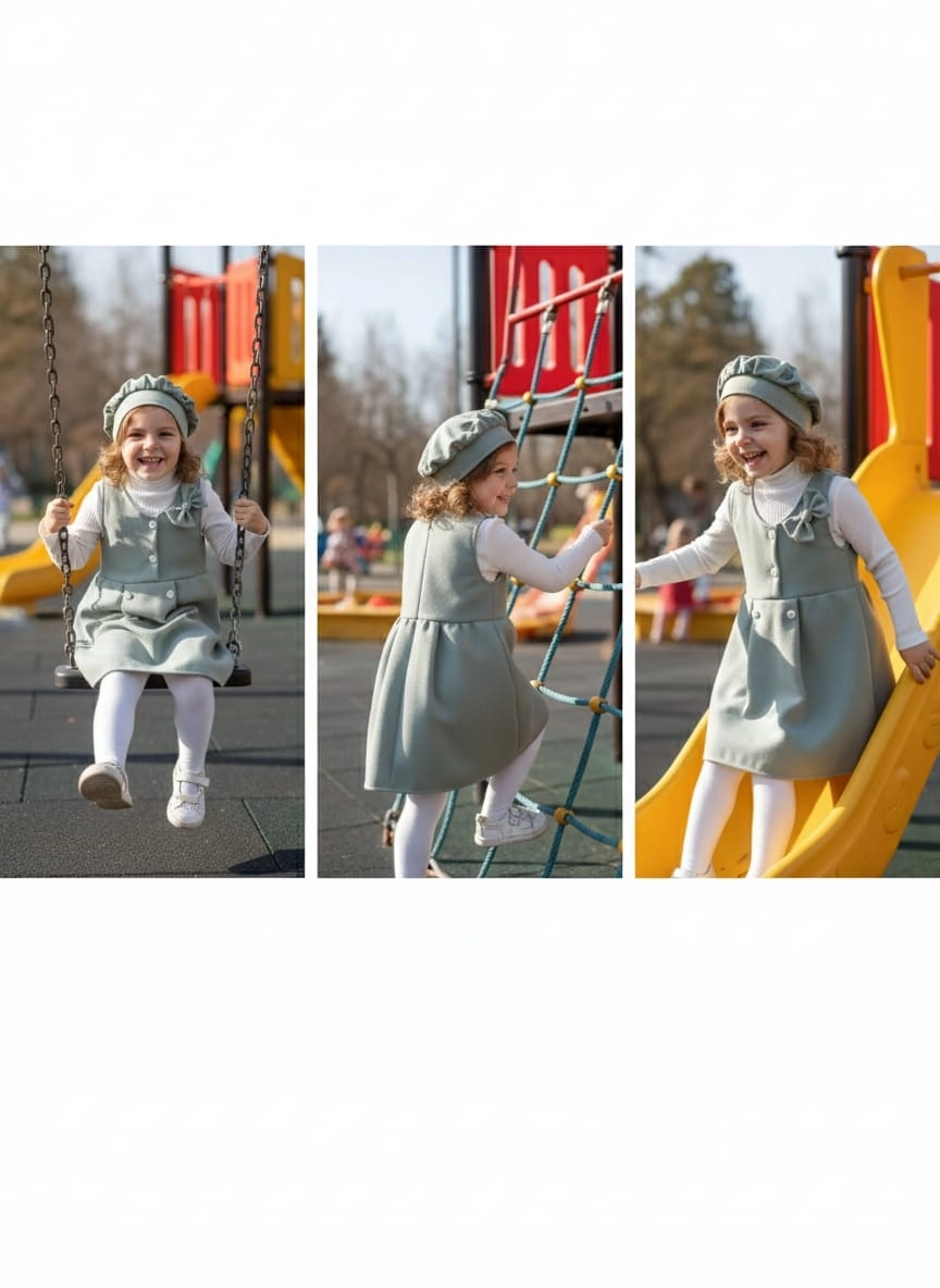ECRIX Kids 25810 Kız Çocuk Şapkalı Süet Jile Elbise
