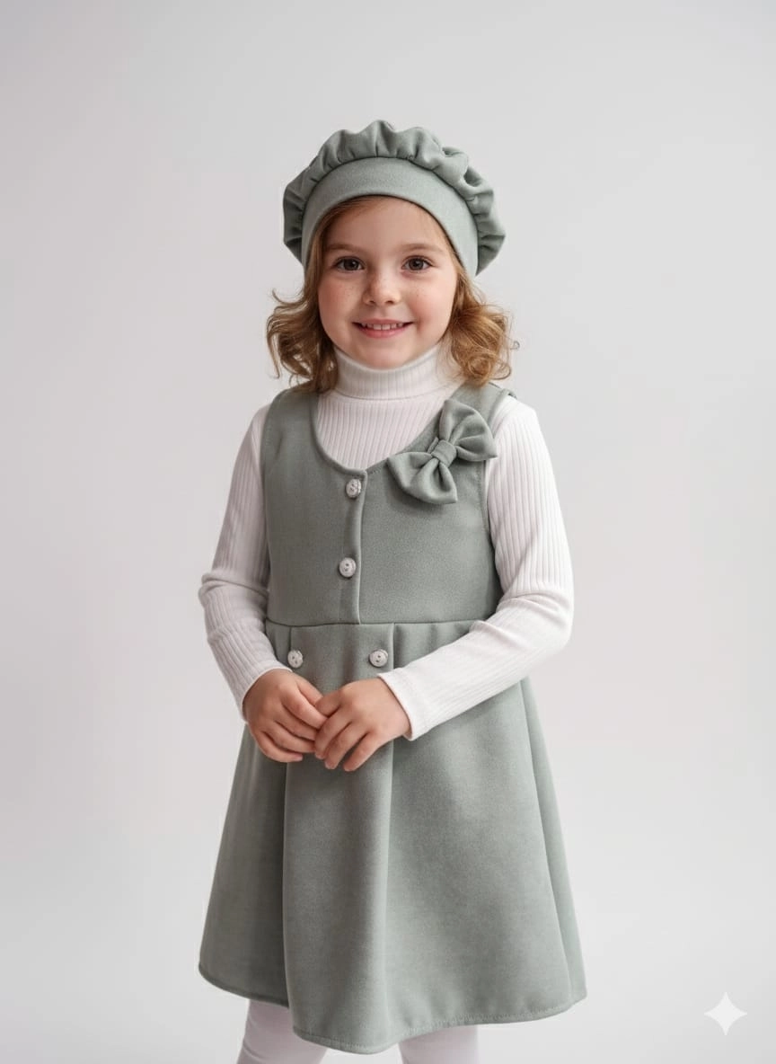 ECRIX Kids 25810 Kız Çocuk Şapkalı Süet Jile Elbise