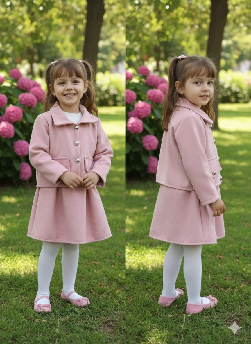 ECRIX Kids 25809 Kız Çocuk Jile Penye Ceket 3lü Takım