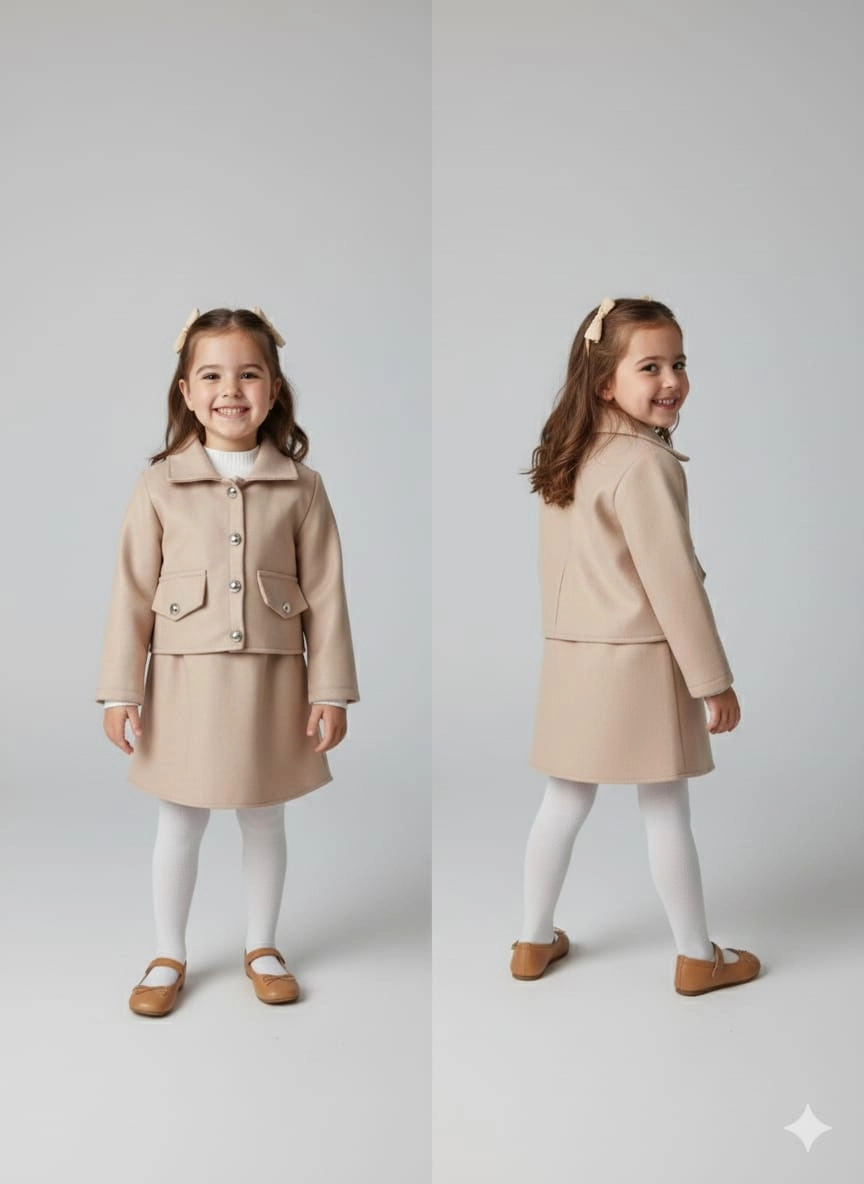 ECRIX Kids 25809 Kız Çocuk Jile Penye Ceket 3lü Takım