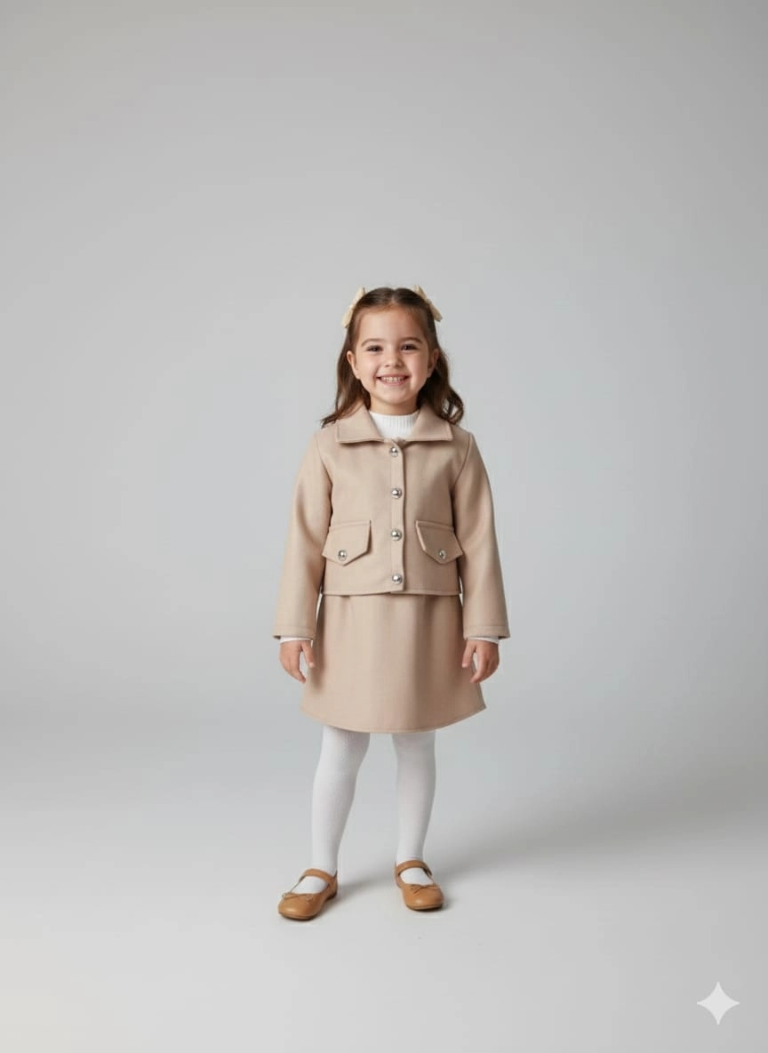 ECRIX Kids 25809 Kız Çocuk Jile Penye Ceket 3lü Takım