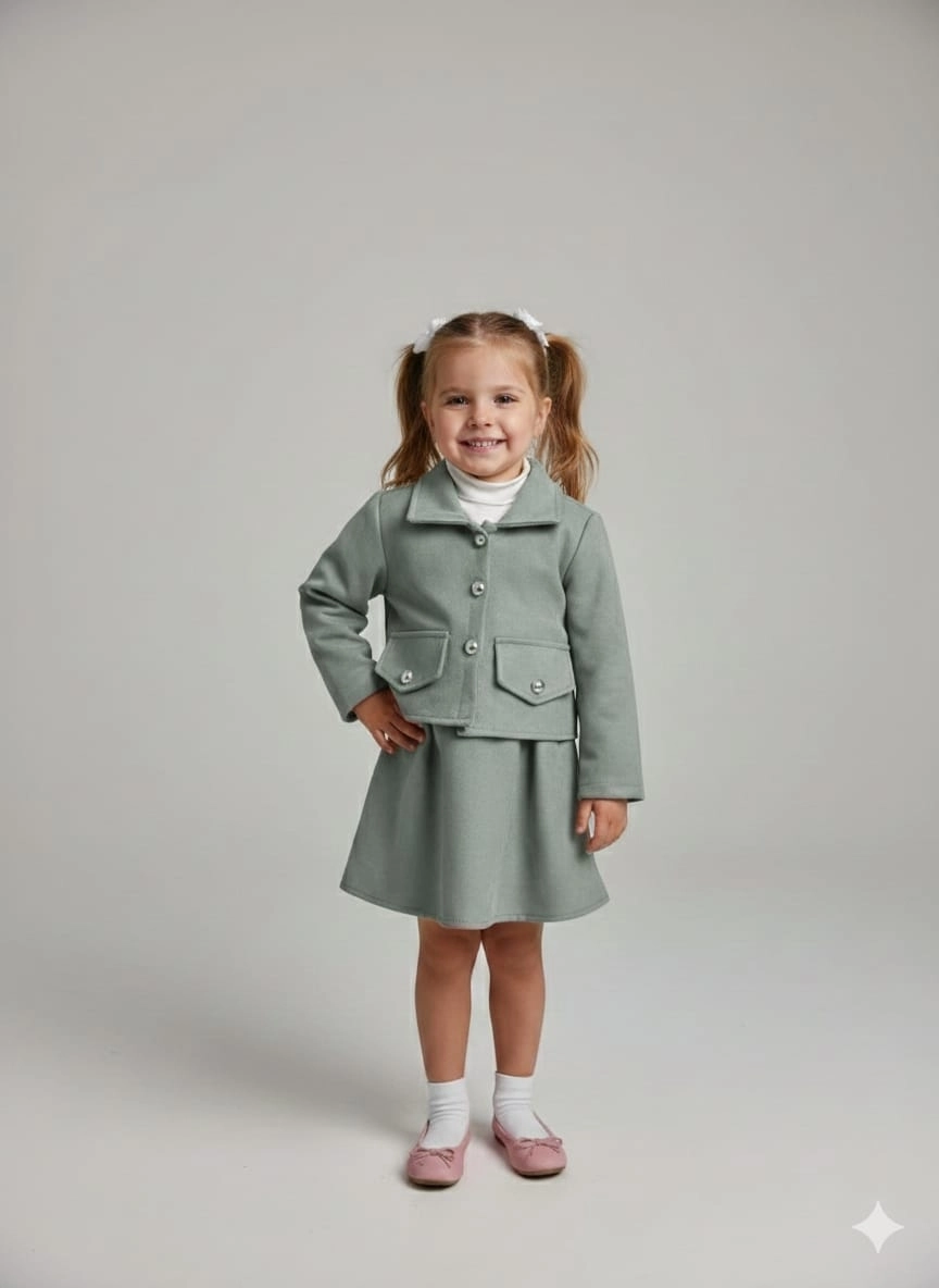 ECRIX Kids 25809 Kız Çocuk Jile Penye Ceket 3lü Takım