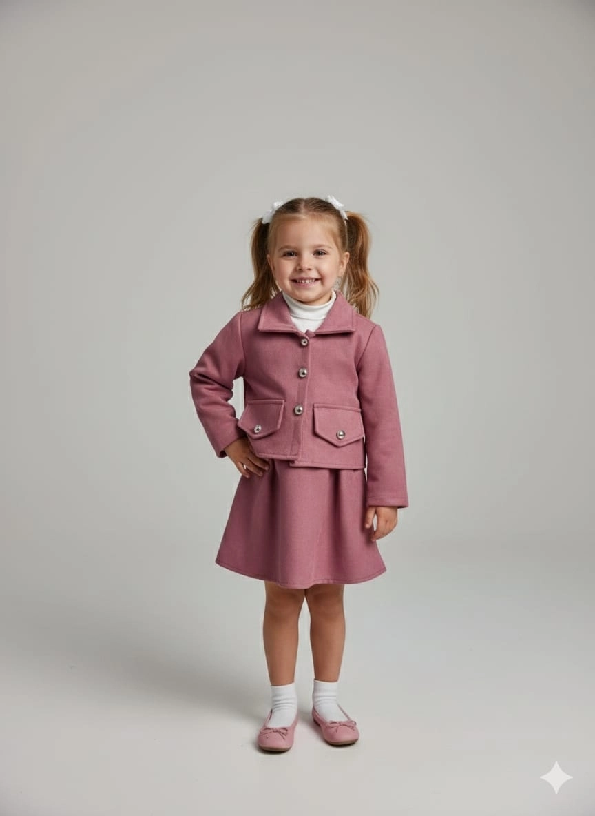 ECRIX Kids 25809 Kız Çocuk Jile Penye Ceket 3lü Takım