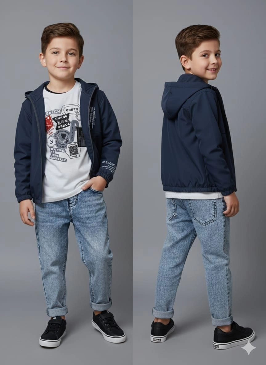 BARKOD Kids 60324 Erkek Çocuk Hırka Penye Pantolon 3lü Takım