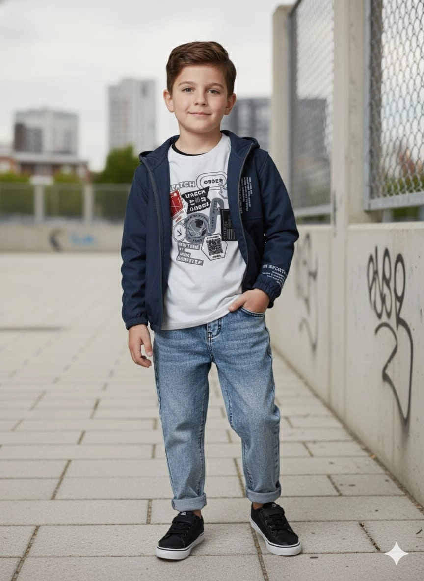 BARKOD Kids 60324 Erkek Çocuk Hırka Penye Pantolon 3lü Takım