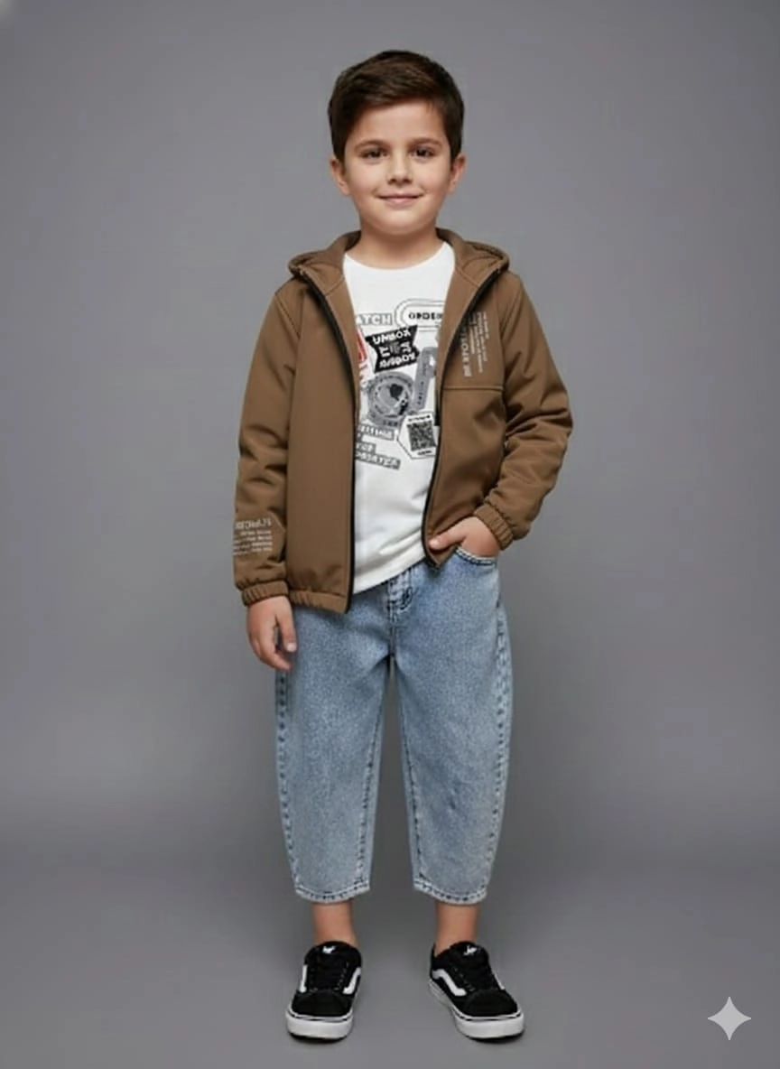 BARKOD Kids 60324 Erkek Çocuk Hırka Penye Pantolon 3lü Takım