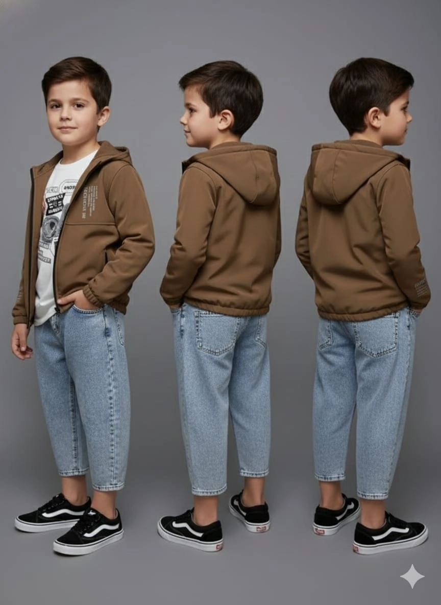BARKOD Kids 60324 Erkek Çocuk Hırka Penye Pantolon 3lü Takım