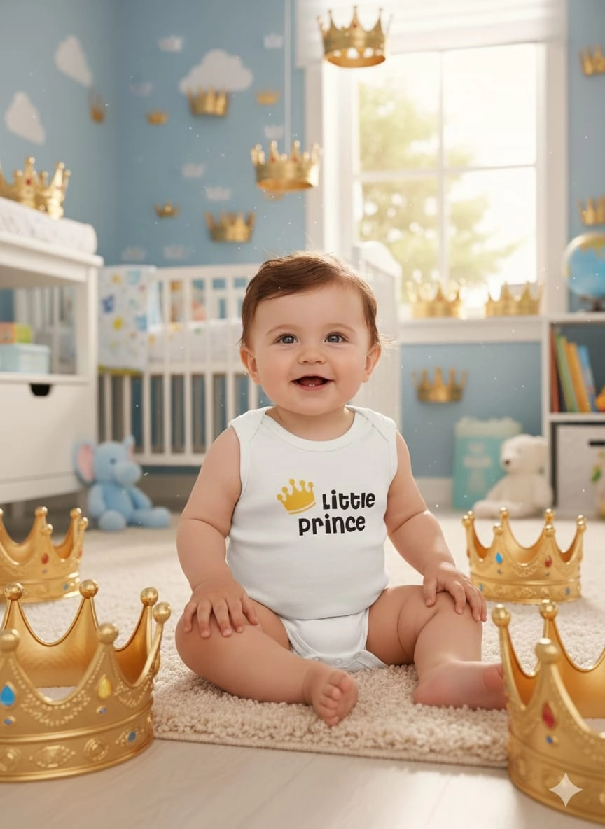 Fantastic Baby 2929 Prince Yazılı Askılı Zıbın Çıtçıtlı Badi