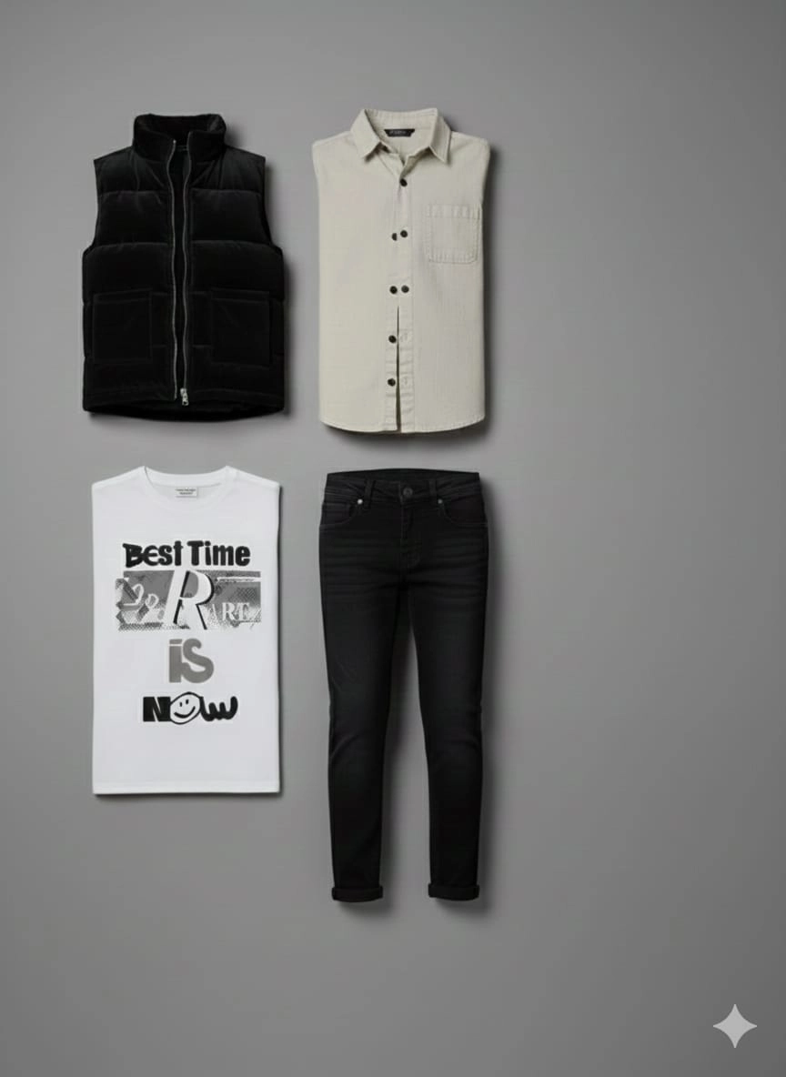 BABALİ Kids 7162 Penye Yelek Gömlek Pantolonlu 4lü Takım