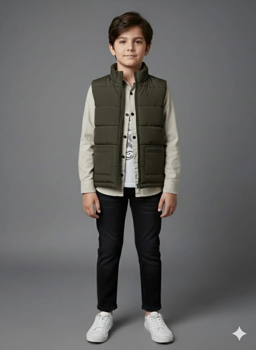BABALİ Kids 7162 Penye Yelek Gömlek Pantolonlu 4lü Takım