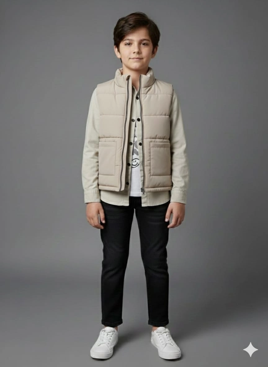 BABALİ Kids 7162 Penye Yelek Gömlek Pantolonlu 4lü Takım