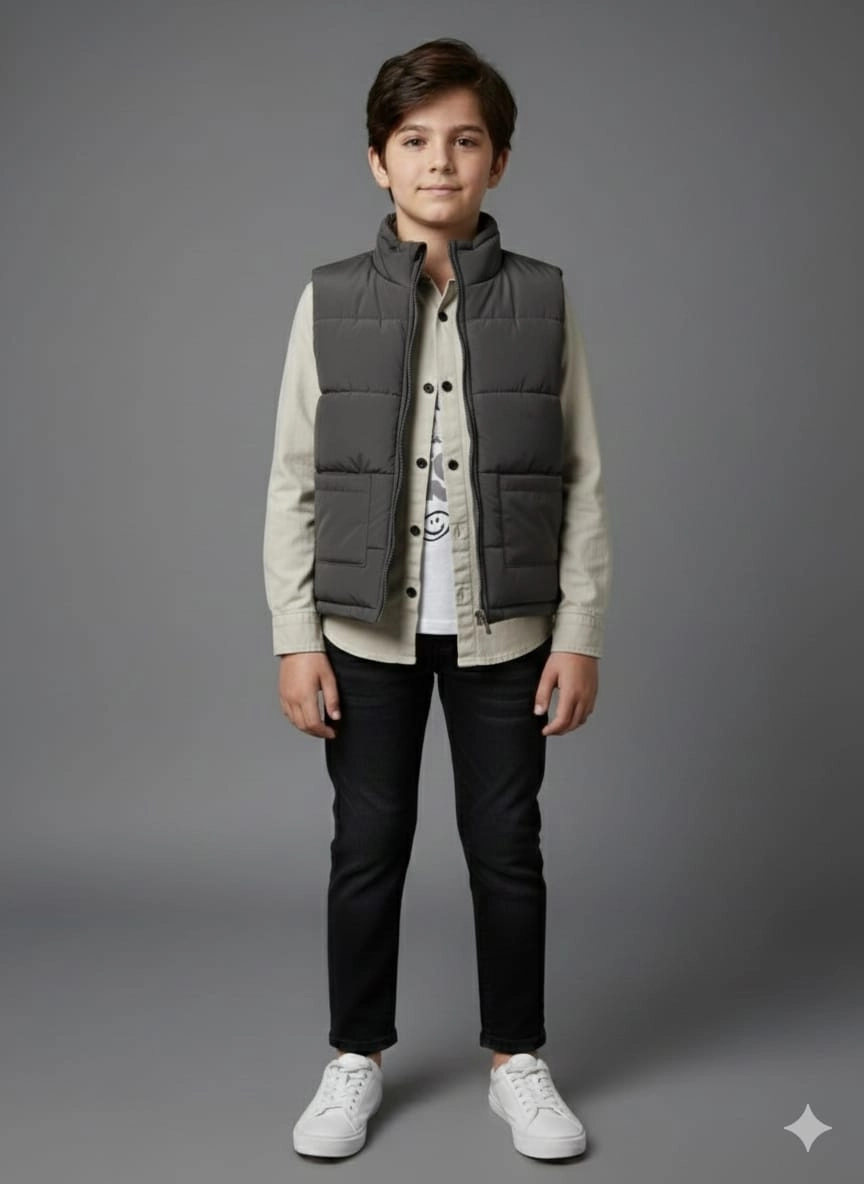 BABALİ Kids 7162 Penye Yelek Gömlek Pantolonlu 4lü Takım