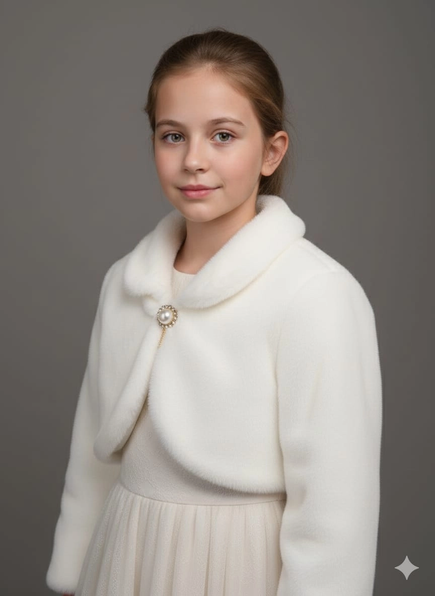 Esila Kids 4102-1 Kürklü Peluş Kız Çocuk Bolero