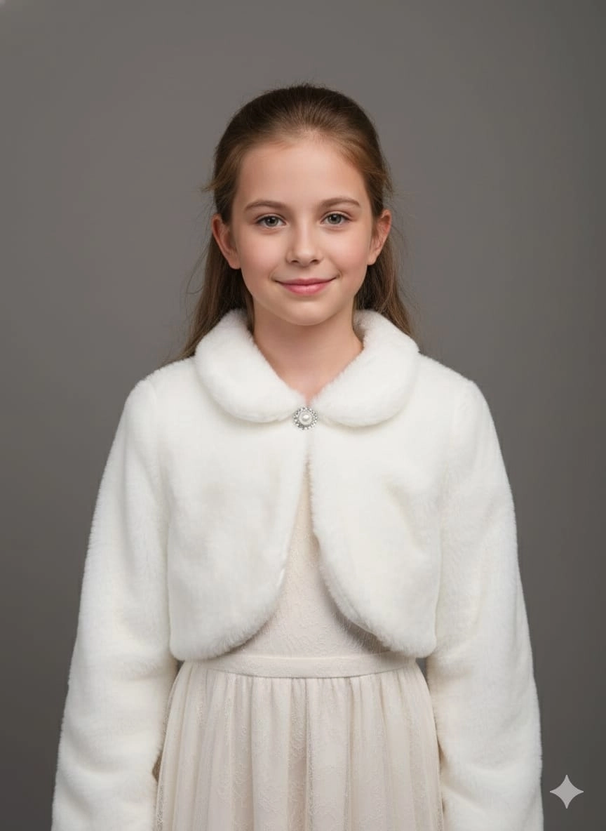 Esila Kids 4102-1 Kürklü Peluş Kız Çocuk Bolero