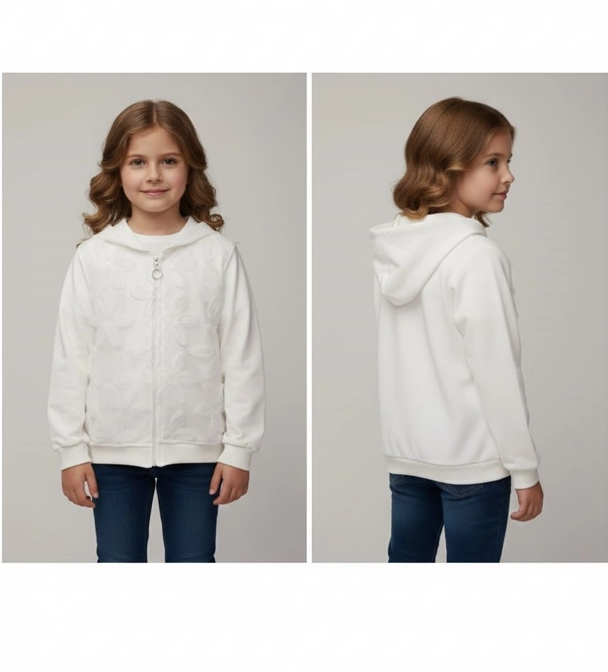 TJS Kids 026029 Kız Çocuk Önü Çiçekli Hırka