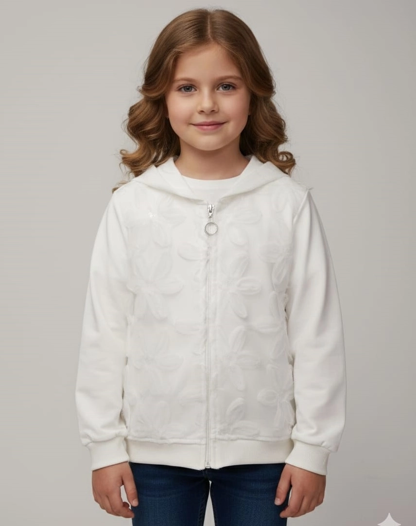 TJS Kids 026029 Kız Çocuk Önü Çiçekli Hırka