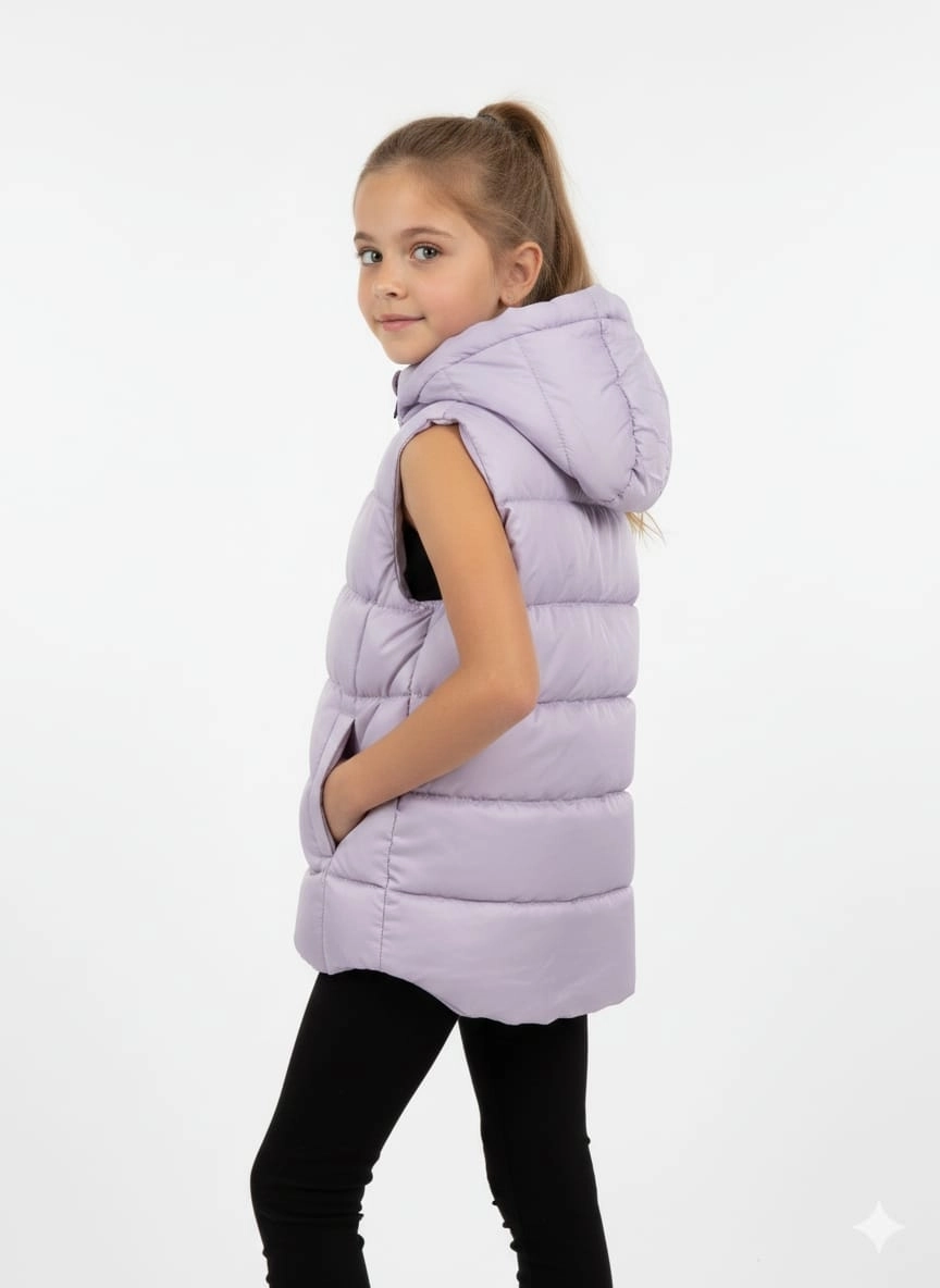 VK Kids 0028 Unisex Çocuk Kapşonlu Şişme Yelek Kız-Erkek Çocuk