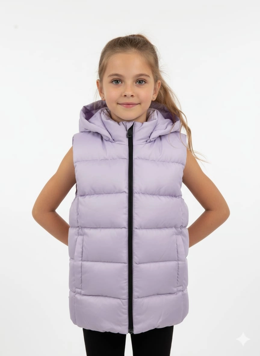 VK Kids 0028 Unisex Çocuk Kapşonlu Şişme Yelek Kız-Erkek Çocuk
