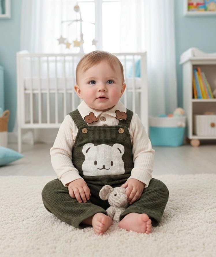 GÖZDE Kids 1008 Bebek Ayıcık Yakalı Bahçıvan Takım