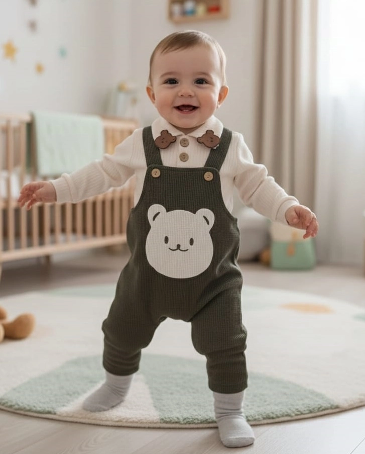 GÖZDE Kids 1008 Bebek Ayıcık Yakalı Bahçıvan Takım