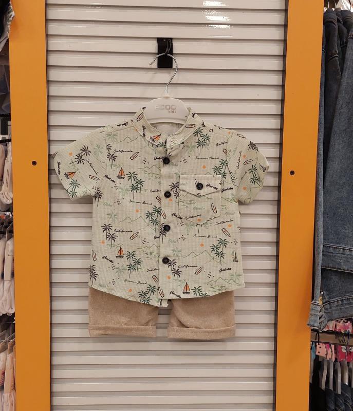 ECOO Kids 3175 Erkek Bebek Palmiye Desenli 2li Takım