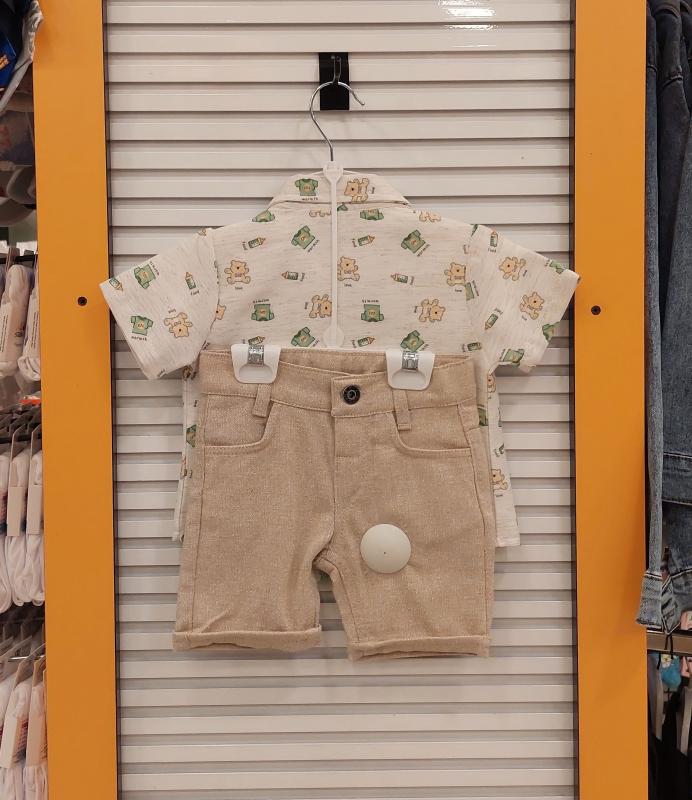 ECOO Kids 3172 Erkek Bebek Gömlekli Kaprili 3lü Takım